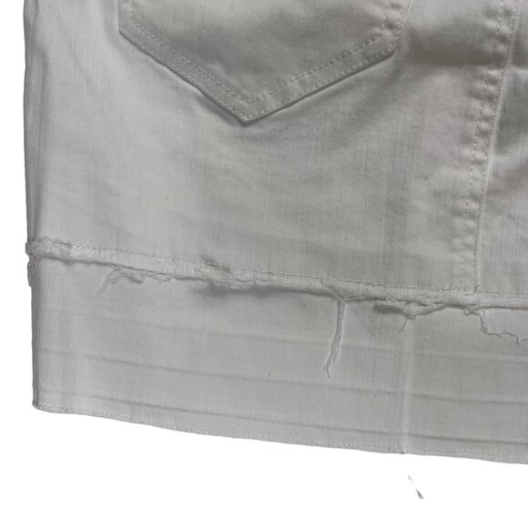 INC International Concepts Factory Distressed Raw Hem White Mini Skirt Size 6 - Picture 8 of 16